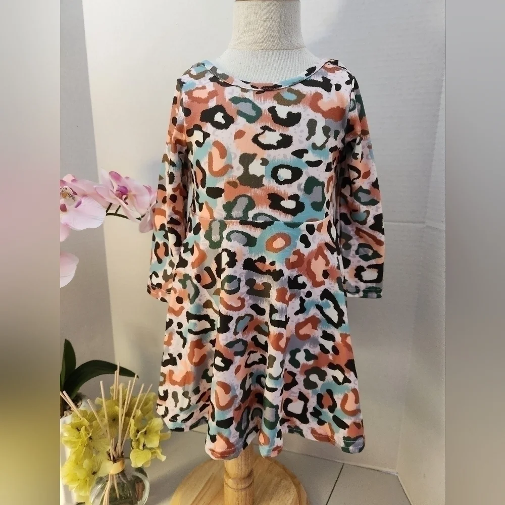 Curtsy & Bows Animal Print Fit & Flare  Girl's Dress, Size 4T, NWT